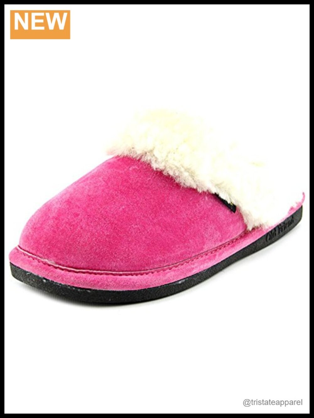Sheepskin Lined Leather Scuff Slippers Cozy Slip On Rubber Sole